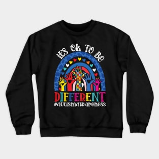 It's Ok To Be Different Autism Awareness Leopard Rainbow Shirt Crewneck Sweatshirt